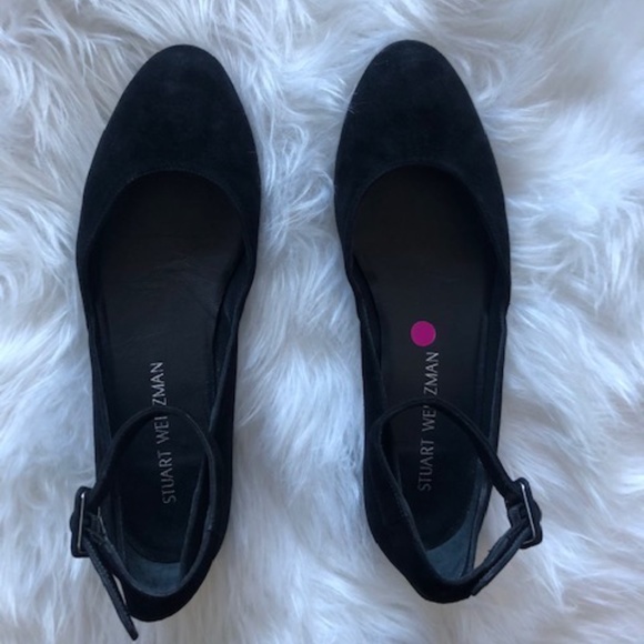 Stuart Weitzman Domain Black Suede Ballet Flat 8 M - Picture 7 of 10